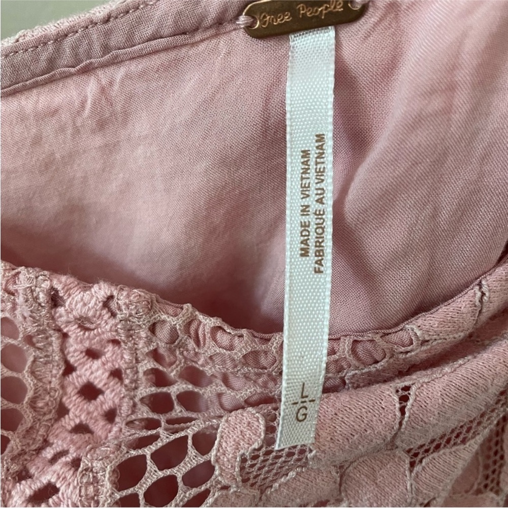 FREE PEOPLE Be My Baby Pink women Lace Mini Dress Large - Picture 5 of 8